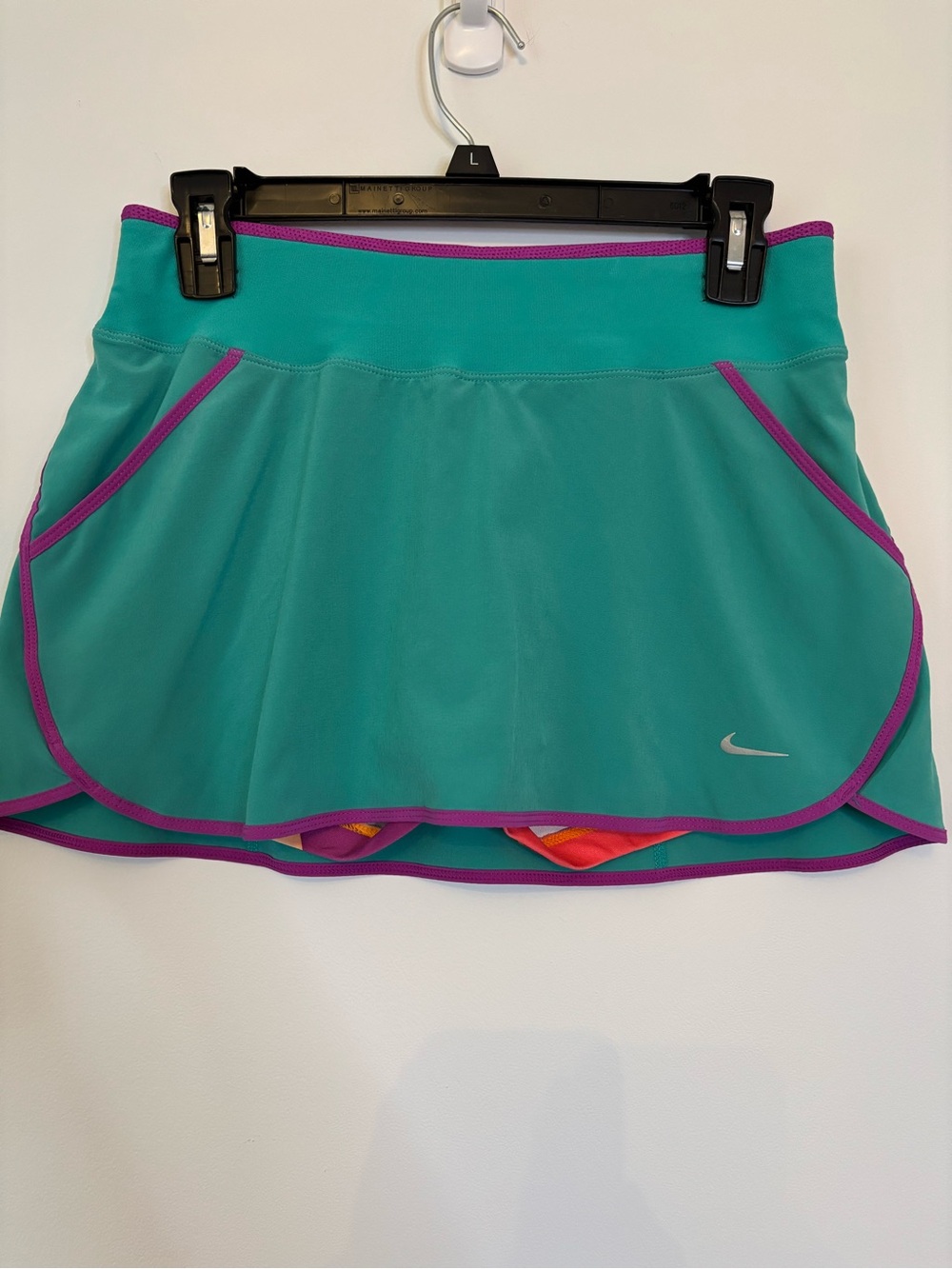 Nike Women's Teal Tennis Skirt with Purple Trim